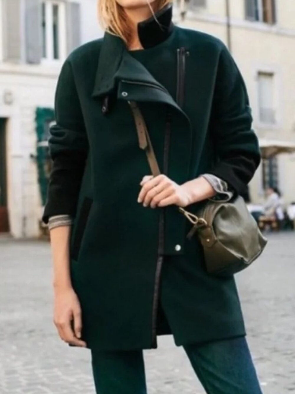 Madewell city grid coat colorblock green black sz.4